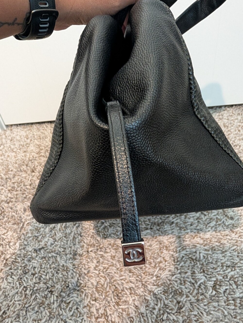 Authentic Chanel Black Perforated Leather CC Handle Bag - Picture 12 of 16